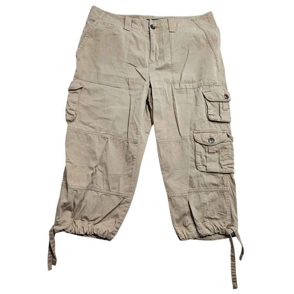 Lauren Ralph Lauren Petite Tan Cargo Capri Pant Womens 10P Khaki Utility Cropped